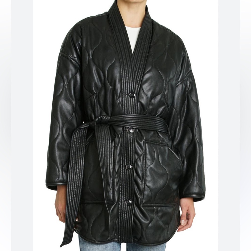 Pistola Quilted Faux Leather Coat
